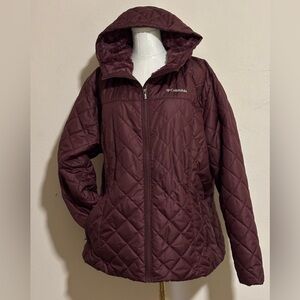 Columbia Hooded Jacket 2X Plus Winter Ski Coat Maroon Women’s